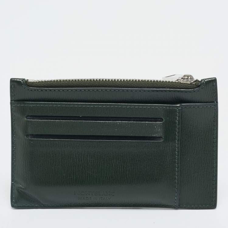 Pre Owned Montblanc Meisterstuck Dark Green Leather Zip Card Holder
