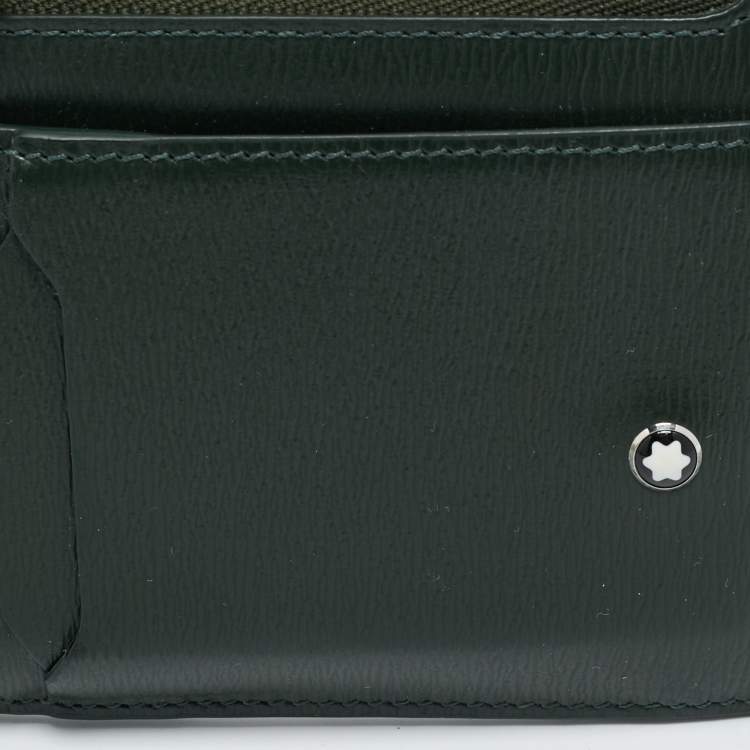 Pre Owned Montblanc Meisterstuck Dark Green Leather Zip Card Holder
