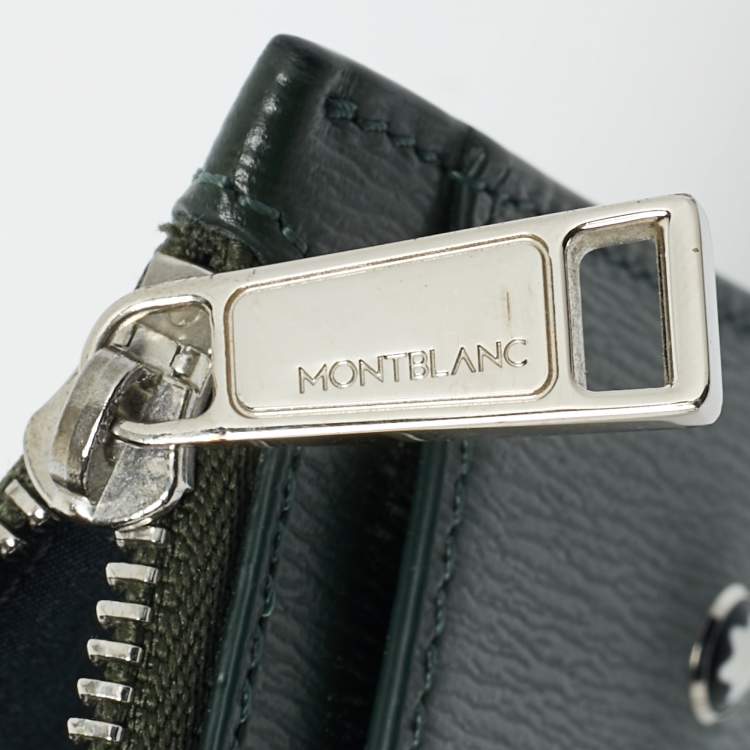 Pre Owned Montblanc Meisterstuck Dark Green Leather Zip Card Holder