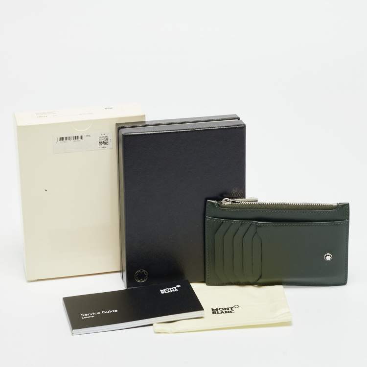 Pre Owned Montblanc Meisterstuck Dark Green Leather Zip Card Holder