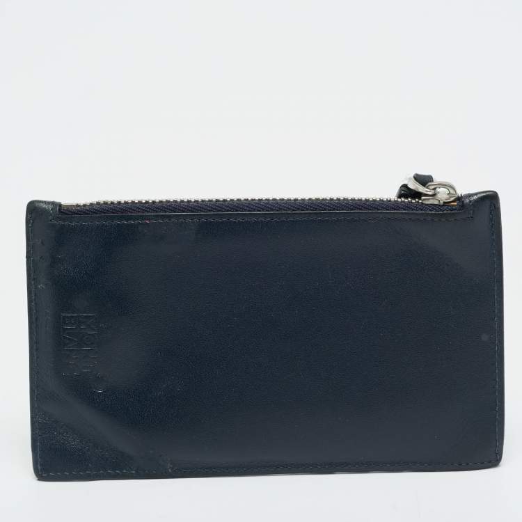 مملوكة مسبقًا Montblanc Meisterstuck Navy Blue Leather Zip Card Holder