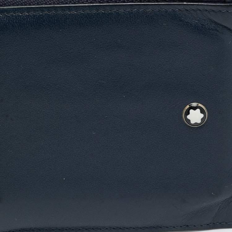 مملوكة مسبقًا Montblanc Meisterstuck Navy Blue Leather Zip Card Holder