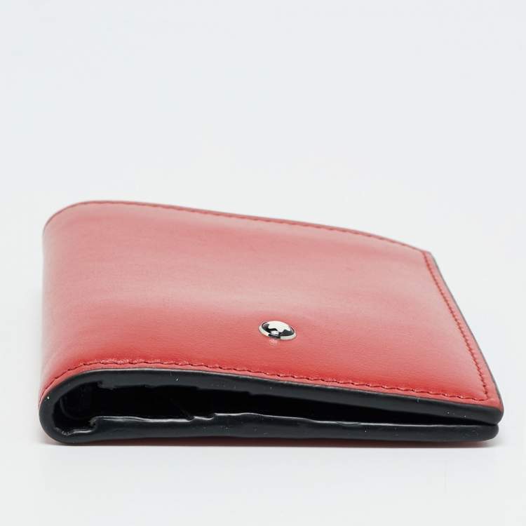مملوكة مسبقًا Montblanc Meisterstuck Red Leather 6CC Compact Wallet