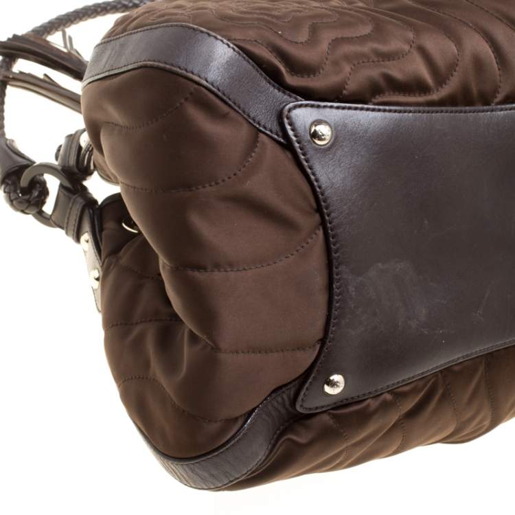 Pre Owned Montblanc Khaki Nylon Starisma Dalila Drawstring Hobo