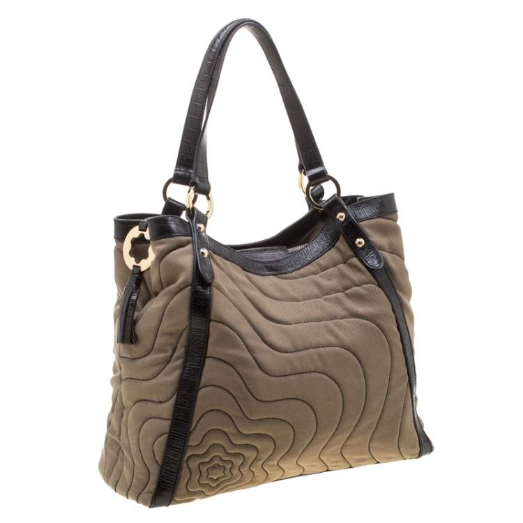 Pre Owned Montblanc Brown Starisma Canvas and Leather Pamina Tote