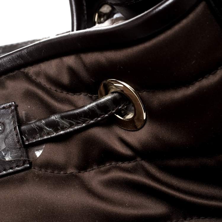 Pre Owned Montblanc Brown Nylon and Leather Starisma Dalila Drawstring Hobo
