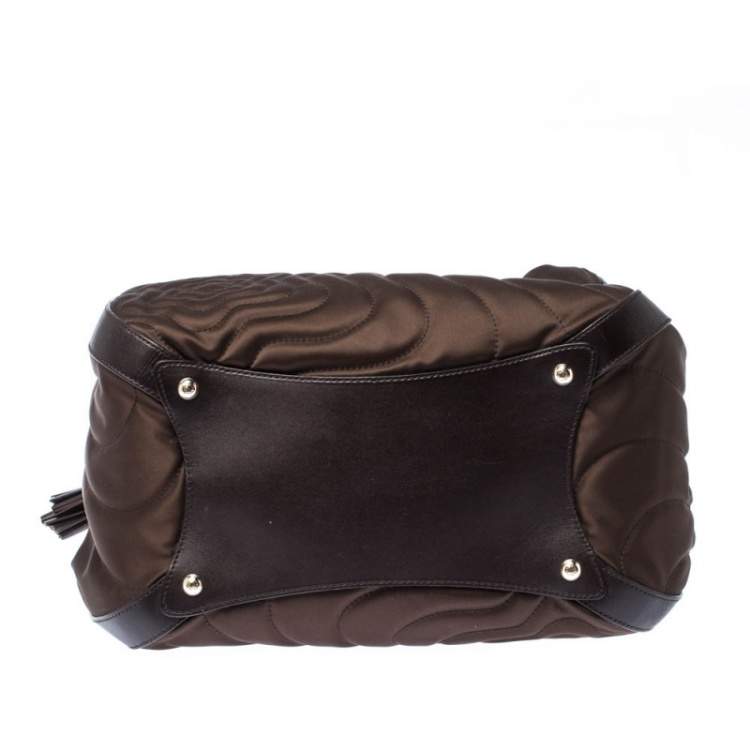 Pre Owned Montblanc Brown Nylon and Leather Starisma Dalila Drawstring Hobo