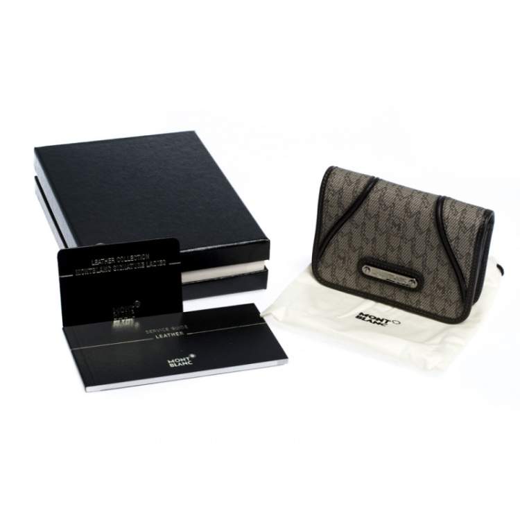 Pre Owned Montblanc Brown Signature Coated Canvas Business Card Holder