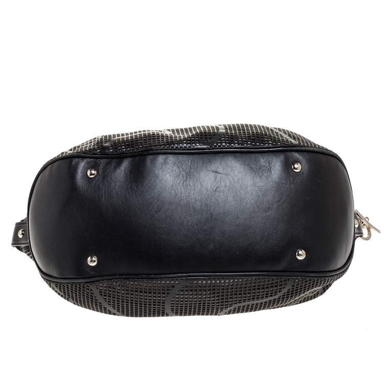 Pre Owned Montblanc Black Laser Cut Leather Starisma Alcina Hobo