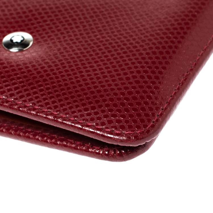 Pre Owned Montblanc Red Textured Leather Westside Bifold Long Wallet