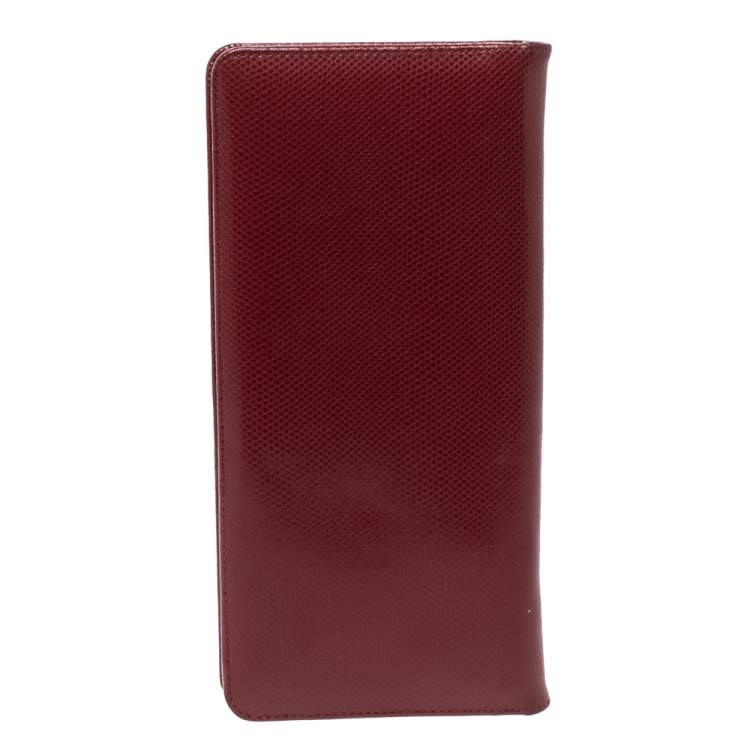 Pre Owned Montblanc Red Textured Leather Westside Bifold Long Wallet