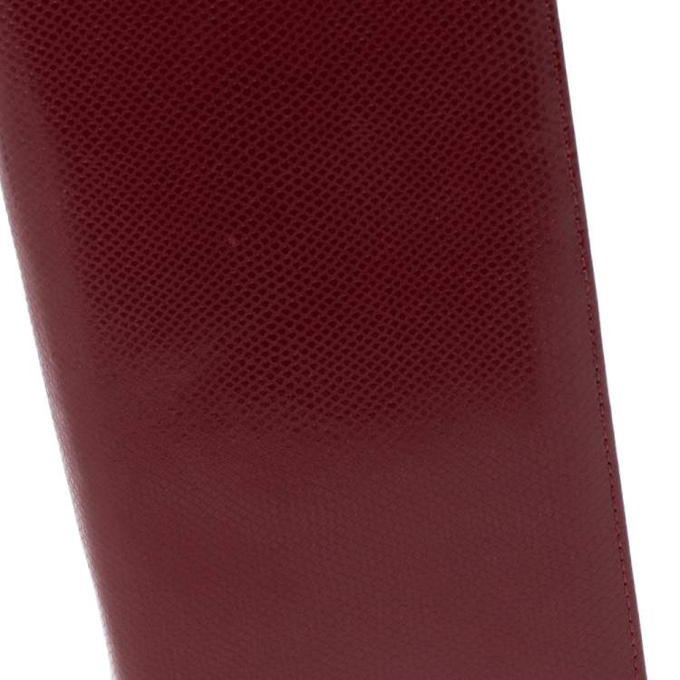 Pre Owned Montblanc Red Textured Leather Westside Bifold Long Wallet