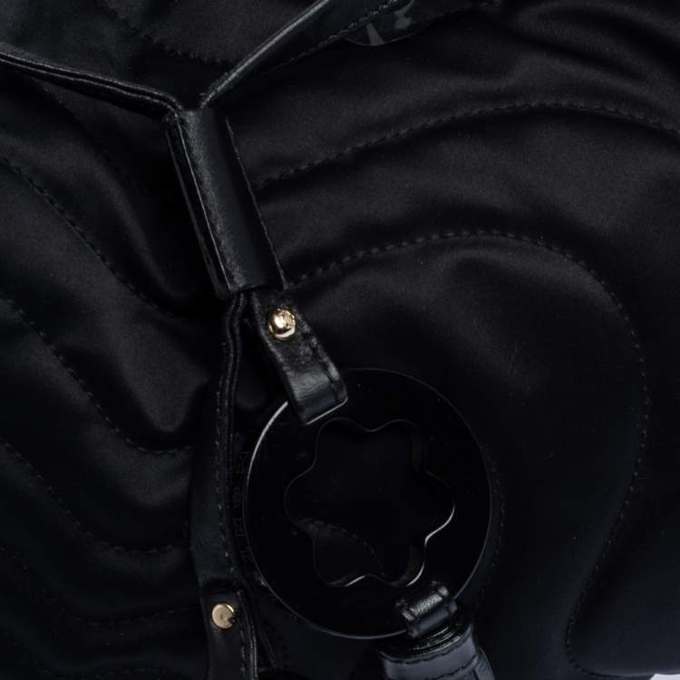 Pre Owned Montblanc Black Nylon and Leather Starisma Dalila Drawstring Hobo