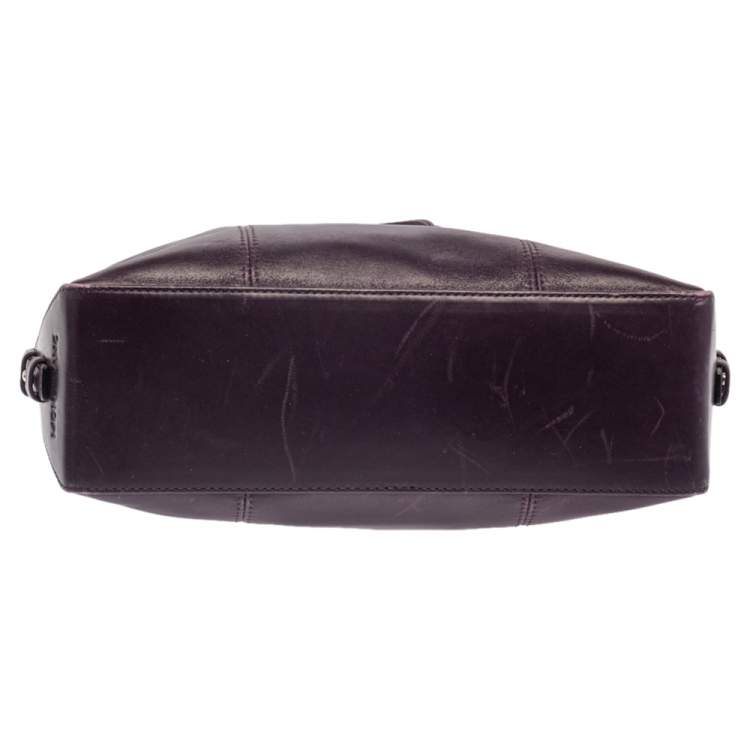 Pre Owned Montblanc Purple Leather Top Zip Tote