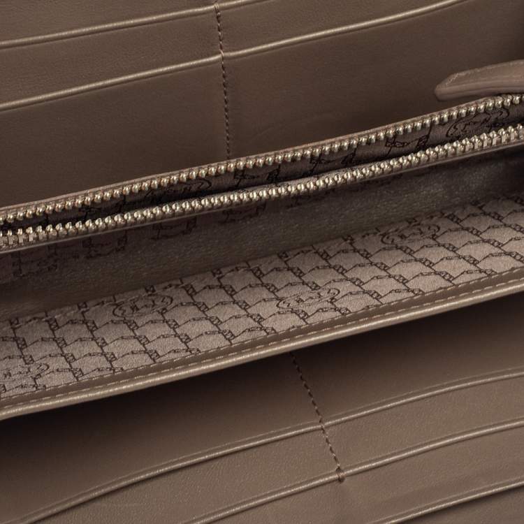 Pre Owned Montblanc Beige Croc Embossed Leather Boheme Zip Around Wallet