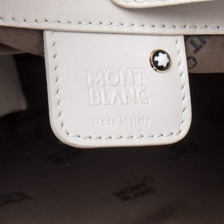 Pre Owned Montblanc Off White Nylon and Leather Starisma Dalila Drawstring Hobo