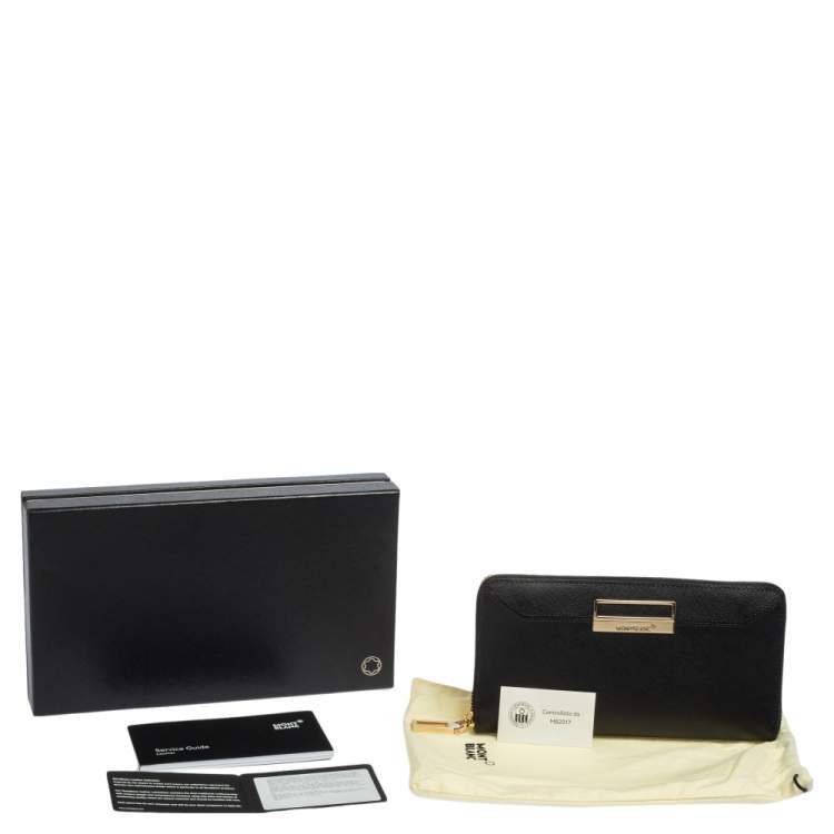 Pre Owned Montblanc Black Leather Sartorial Zip Around Wallet