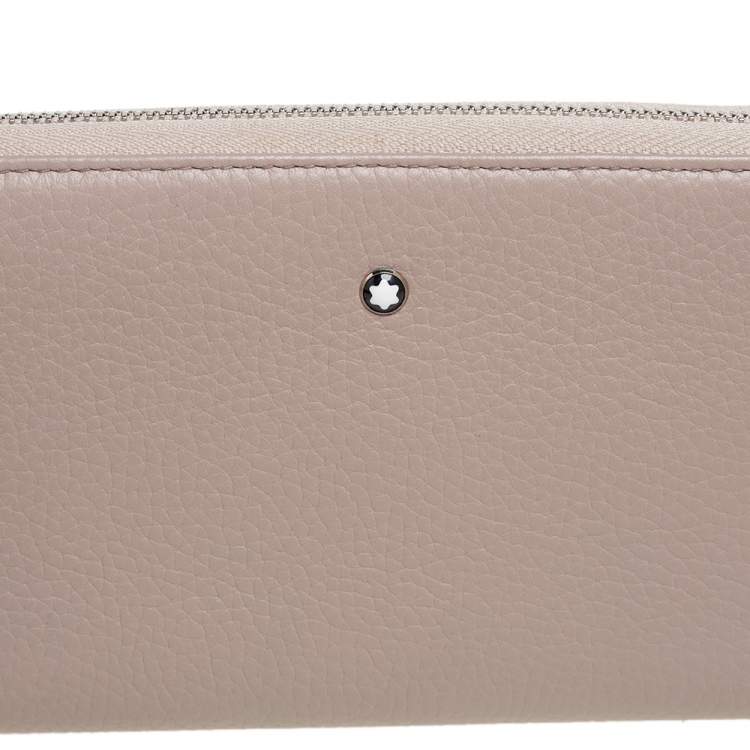 Pre Owned Montblanc Beige Leather Meisterstuck Zip Around Wallet