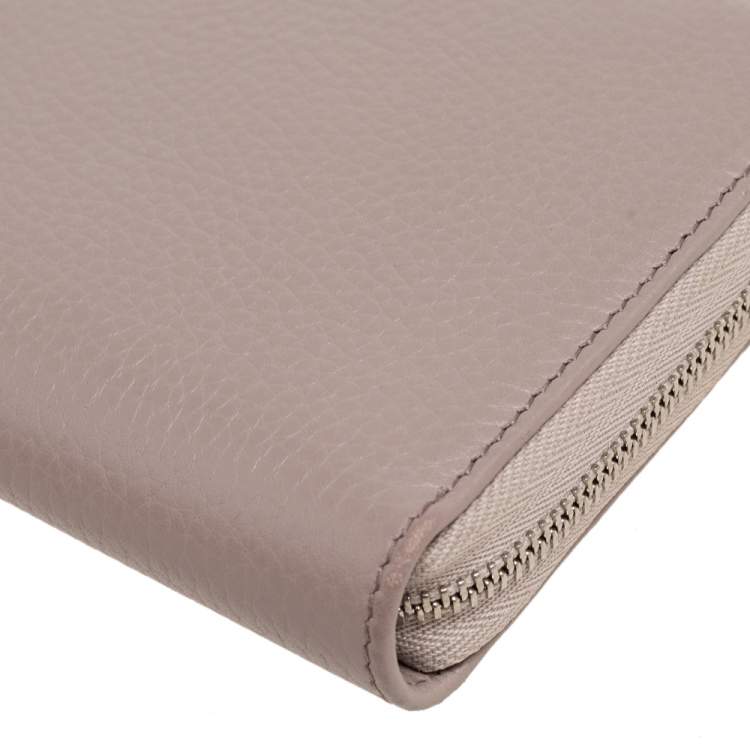 Pre Owned Montblanc Beige Leather Meisterstuck Zip Around Wallet