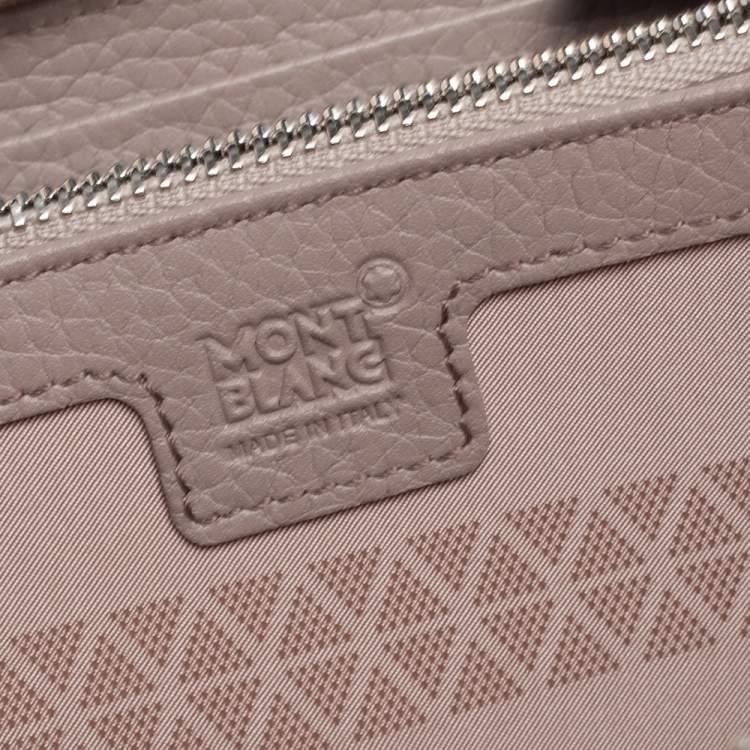 Pre Owned Montblanc Beige Leather Meisterstuck Zip Around Wallet