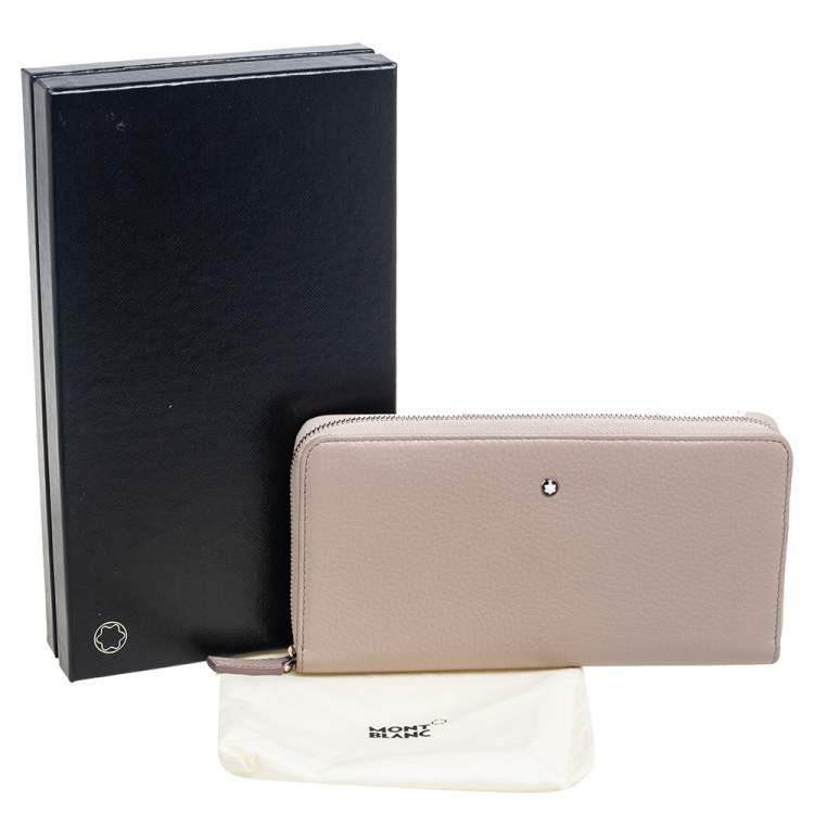 Pre Owned Montblanc Beige Leather Meisterstuck Zip Around Wallet