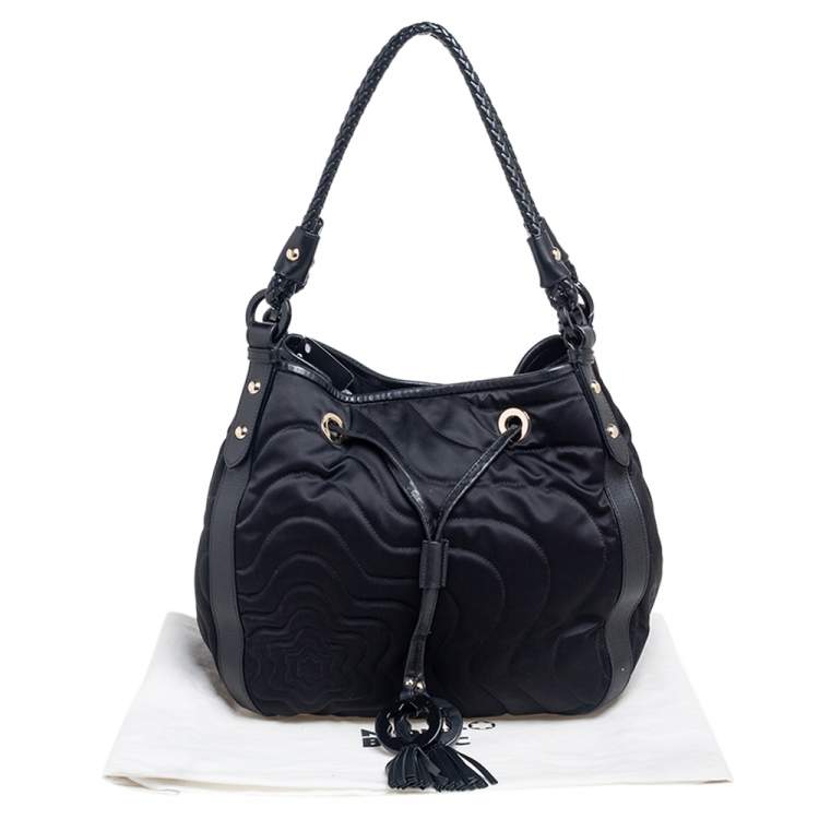 Pre Owned Montblanc Black Nylon and Leather Starisma Dalila Drawstring Hobo
