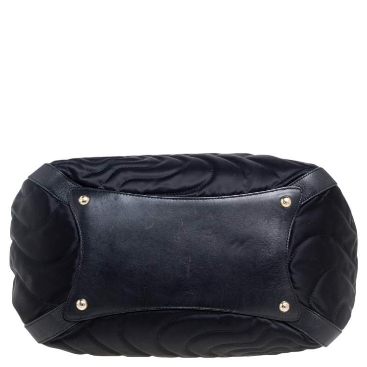 Pre Owned Montblanc Black Nylon and Leather Starisma Dalila Drawstring Hobo