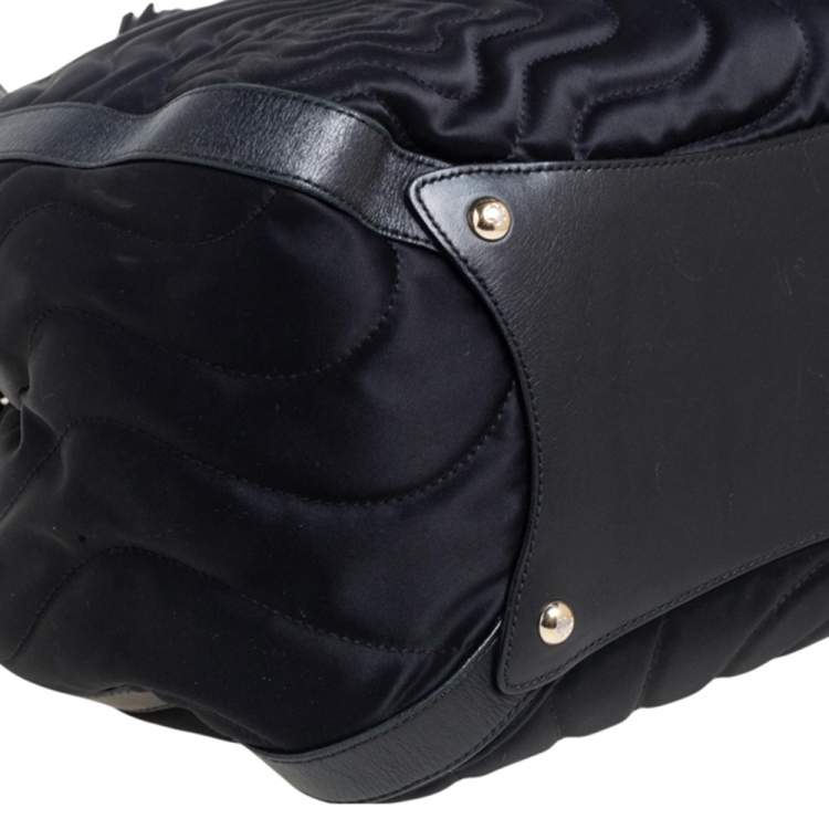 Pre Owned Montblanc Black Nylon and Leather Starisma Dalila Drawstring Hobo