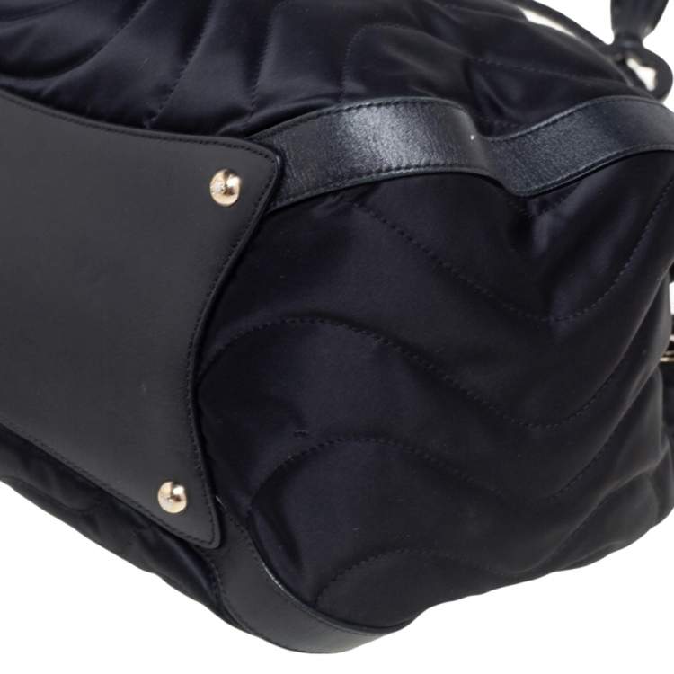 Pre Owned Montblanc Black Nylon and Leather Starisma Dalila Drawstring Hobo