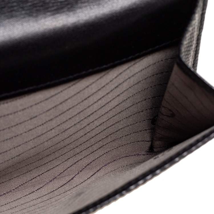 Pre Owned Montblanc Black Textured Leather Double Flap Compact Wallet