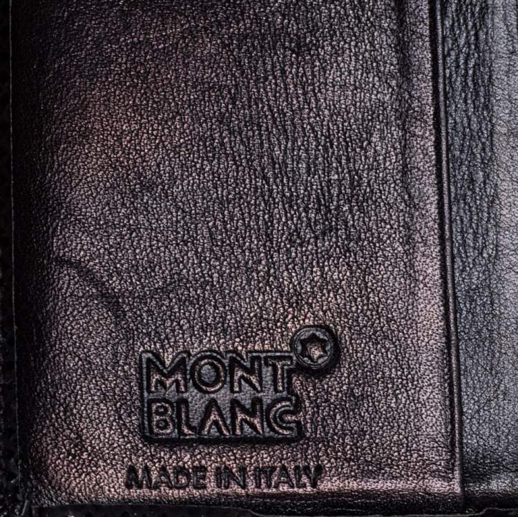 Pre Owned Montblanc Black Textured Leather Double Flap Compact Wallet