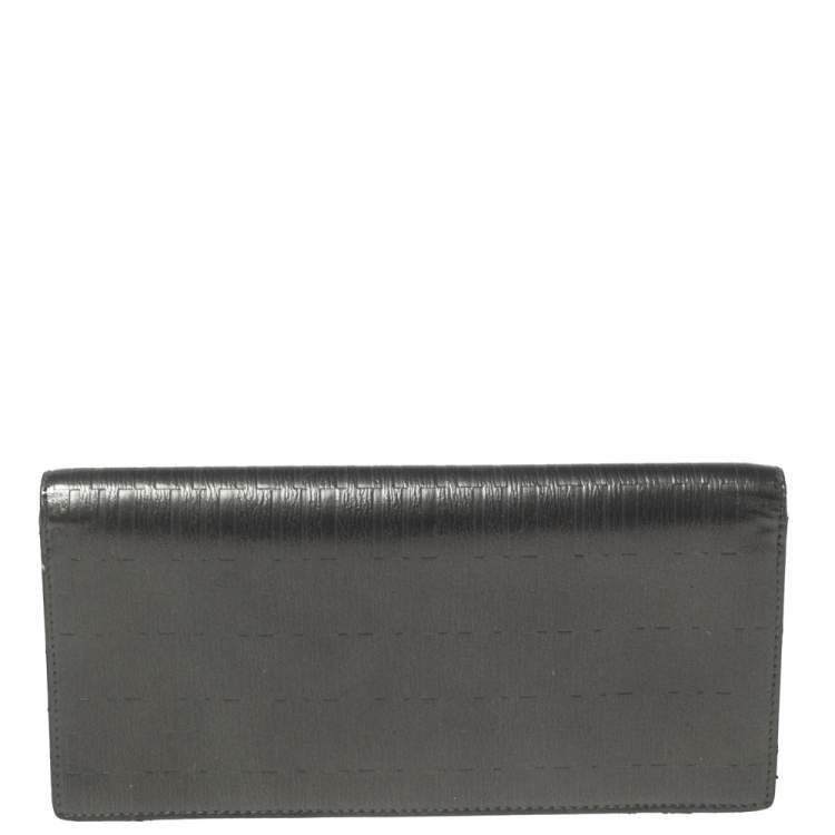 Pre Owned Montblanc Gun Metal Leather Westside Black Mystery Continental Wallet 