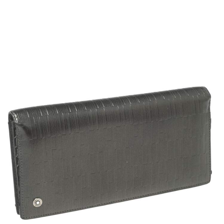 Pre Owned Montblanc Gun Metal Leather Westside Black Mystery Continental Wallet 