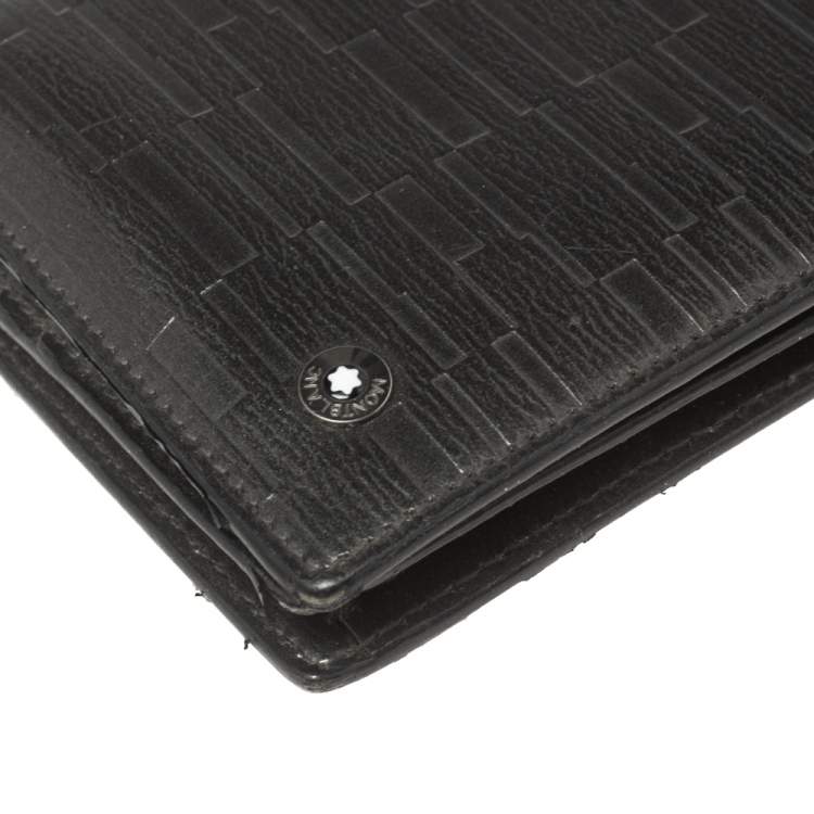 Pre Owned Montblanc Gun Metal Leather Westside Black Mystery Continental Wallet 