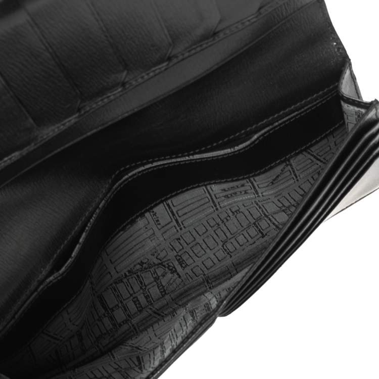 Pre Owned Montblanc Gun Metal Leather Westside Black Mystery Continental Wallet 