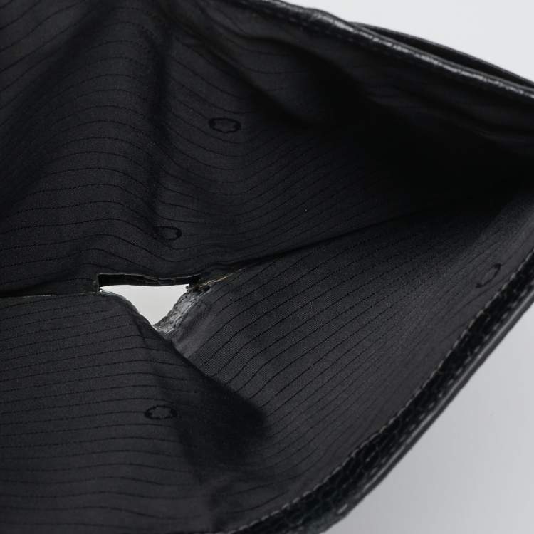 Pre Owned Montblanc Black Croc Embossed Leather Trifold Wallet