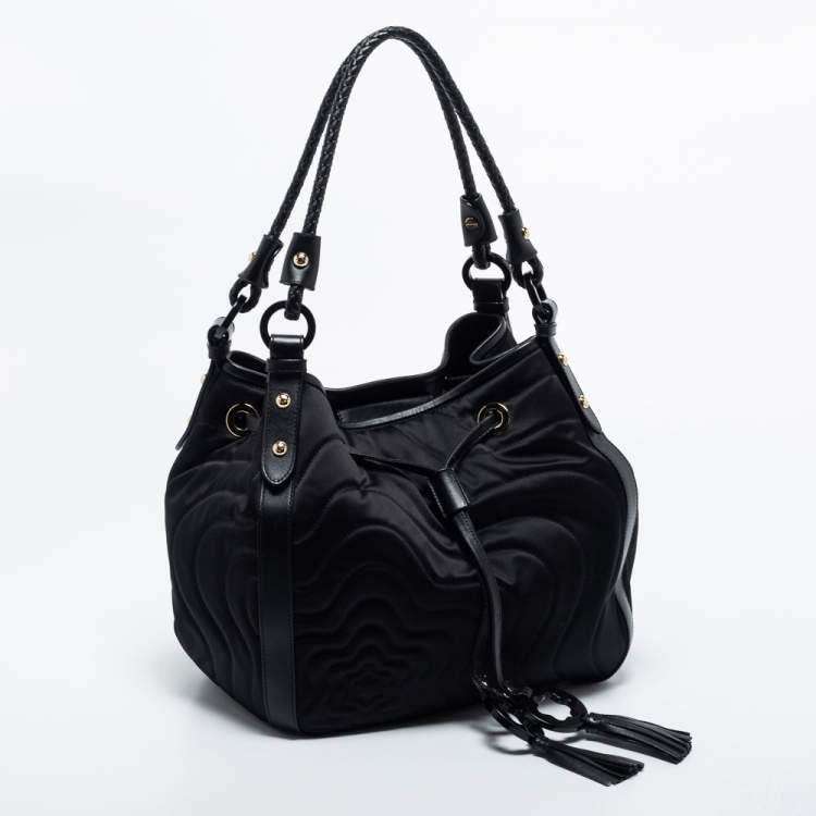 Pre Owned Montblanc Black Nylon and Leather Starisma Dalila Drawstring Bag