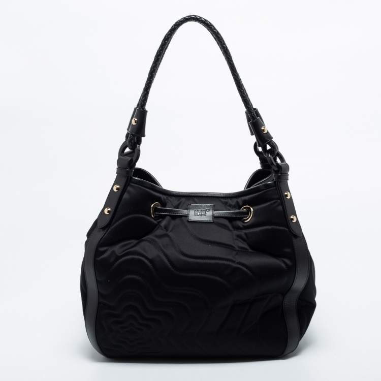 Pre Owned Montblanc Black Nylon and Leather Starisma Dalila Drawstring Bag