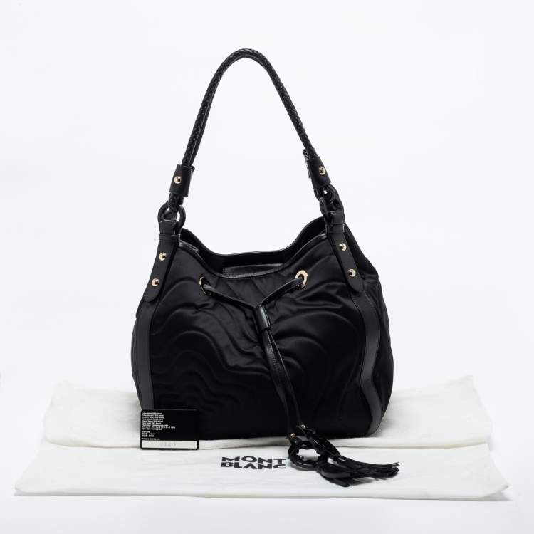 Pre Owned Montblanc Black Nylon and Leather Starisma Dalila Drawstring Bag