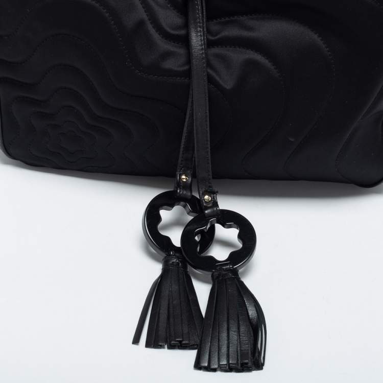 Pre Owned Montblanc Black Nylon and Leather Starisma Dalila Drawstring Bag