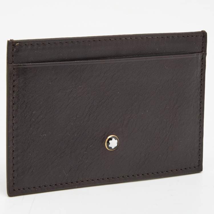Pre Owned Montblanc Dark Brown Leather Meisterstuck Card Holder