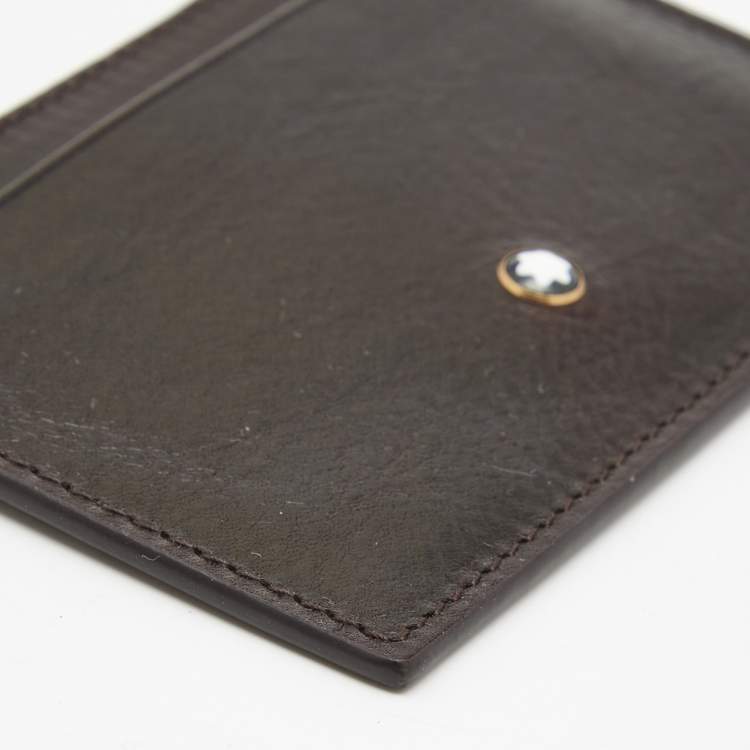 Pre Owned Montblanc Dark Brown Leather Meisterstuck Card Holder