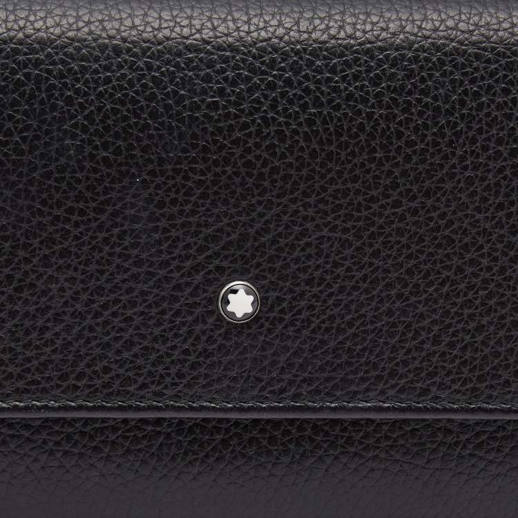 Pre Owned Montblanc Black Leather Meisterstuck Flap Continental Wallet