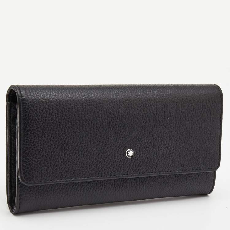 Pre Owned Montblanc Black Leather Meisterstuck Flap Continental Wallet