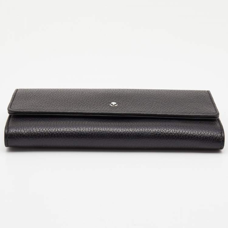 Pre Owned Montblanc Black Leather Meisterstuck Flap Continental Wallet