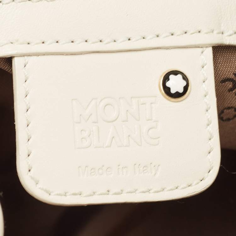 Pre Owned Montblanc Off White Nylon and Leather Starisma Dalila Drawstring Hobo