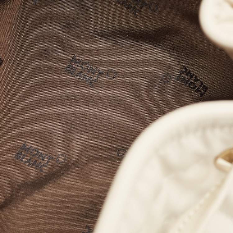 Pre Owned Montblanc Off White Nylon and Leather Starisma Dalila Drawstring Hobo