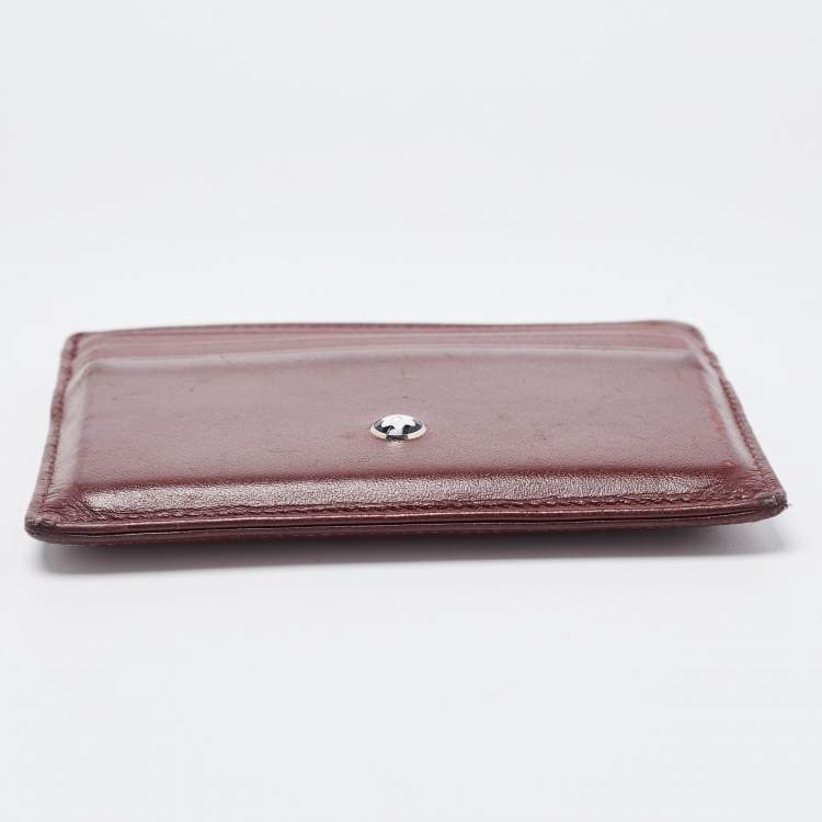 Pre Owned Montblanc Burgundy Leather Meisterstuck Card Holder 