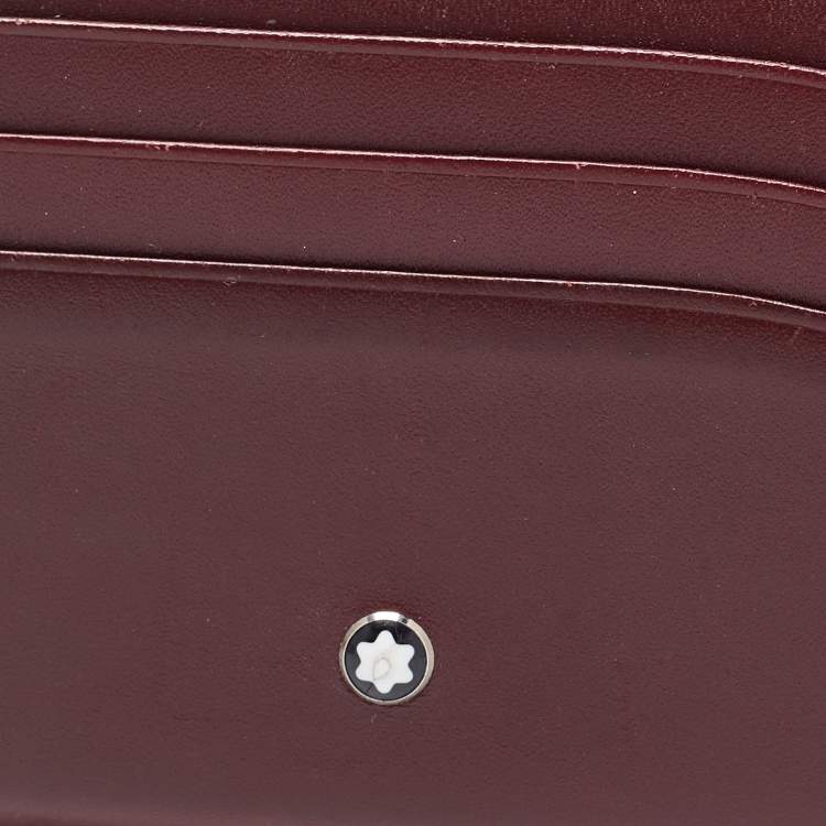 Pre Owned Montblanc Burgundy Leather Meisterstuck Card Holder 