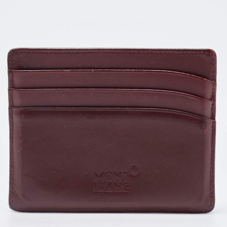 Pre Owned Montblanc Burgundy Leather Meisterstuck Card Holder 